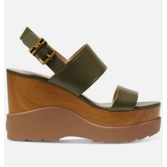 Michael Kors Rhett Platform Lug Sole Green Cushioned Dress Sandals -7.5 - Picture 2 of 7